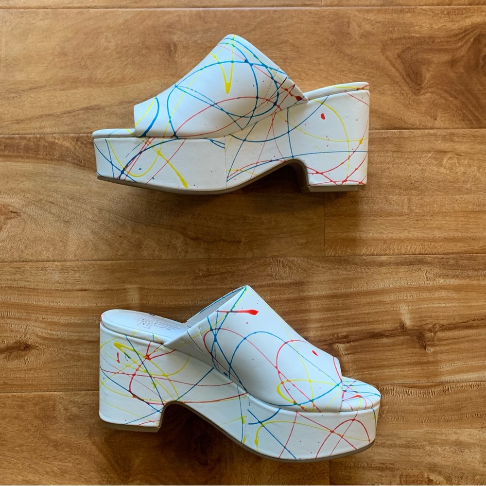 Charlotte Stone Ellery Platform Sandals in Paint Splatter
